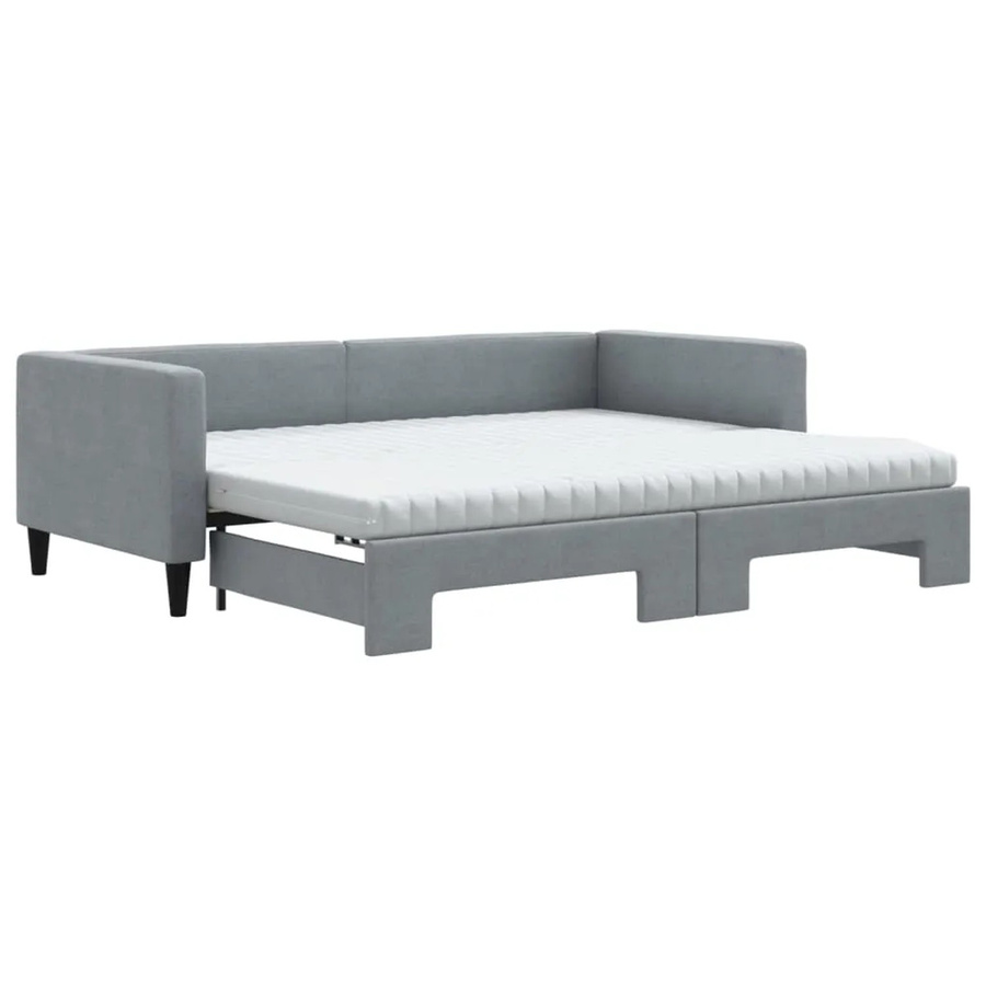 vidaXL Tagesbett ausziehbar mit Matratze in Grau mit Stoffbezug und Schaumstofffüllung B/T/H: 80–90 x 190/200 cm - Bild 2