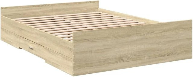 vidaXL Bettgestell mit Schubladen in Sonoma-Eiche, modern, B/T/H: 140 x 190 x 40 cm - Bild 1