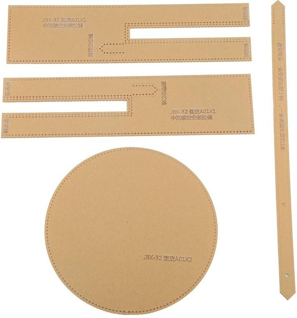 Neoglint Acryl Schablone für Lederhandwerk Runde Schultertasche Muster Vorlage Beige Transparent - Bild 1