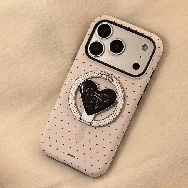 MUQGEW Magnetische Handyhülle mit Koreanischem Polka Dot Love Heart Design für iPhone 17, 16, 15, 14, 13, 12, Mini 11, Pro Max – Stoßfeste Hartschale - Bild 1