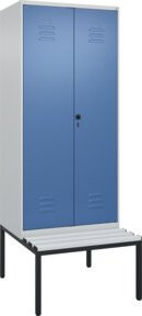 C+P PSA Doppel-Spind Classic PLUS Sitzbank mit 2 Abteilen und Kunststoff-Sitzfläche, B/T/H: 212 x 80 x 81,5 cm - Bild 1
