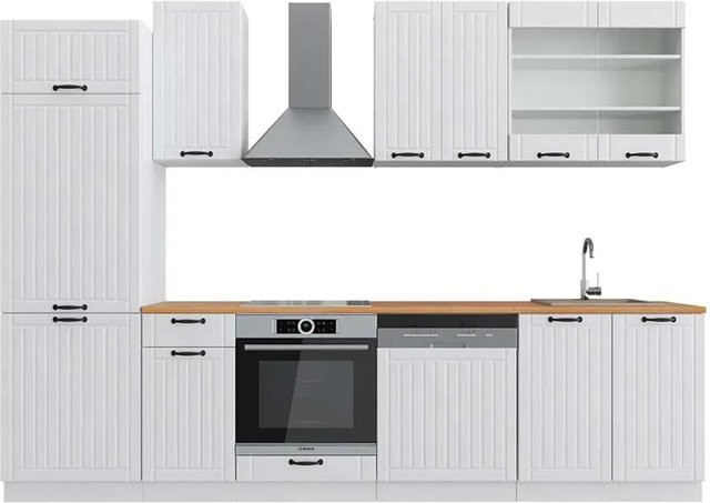 Vicco Fame-Line Küchenzeile im Landhausstil in Weiß und Eiche, Breite: 300 cm - Bild 1
