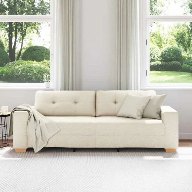 Modernes 3-Sitzer Sofa von Vidaxl in Beige aus Leinen und Baumwolle, Breite: 180 cm - Bild 1