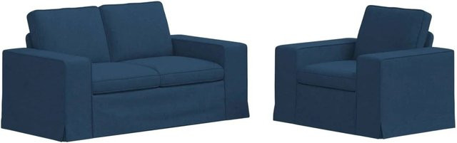 vidaXL Sofa 2-teiliges Set Blau Stoff mit Metallrahmen B/T/H: 162 x 80 x 82 cm und 103 x 80 x 82 cm - Bild 1