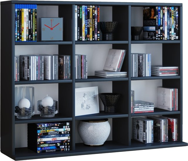 VCM Holzregal Megosa Mini in Schwarz für CDs und DVDs, H x B x T: 82 x 102 x 23 cm - Bild 1