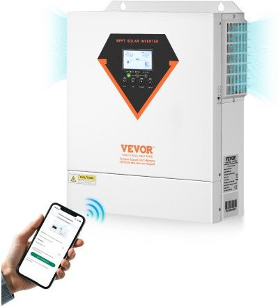VEVOR Hybrid-Solarwechselrichter 3500 W, All-in-One Sinus-Wechselrichter mit Ladegerät, 24 V DC auf einphasig 220/230 V AC, mit 100 A MPPT Solarladeregler, Farbe: Weiß - Bild 1