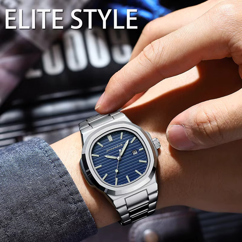 JOOENIOK Armbanduhr Quarz, Leder, Blau, Datum, Herren - Bild 1
