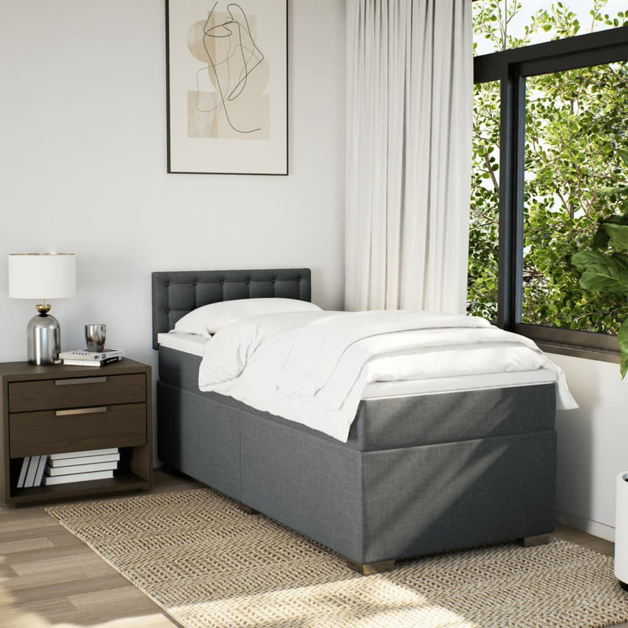 vidaXL Boxspringbett Hybrid mit Matratze Dunkelgrau B/T: 100 x 200 cm - Bild 3