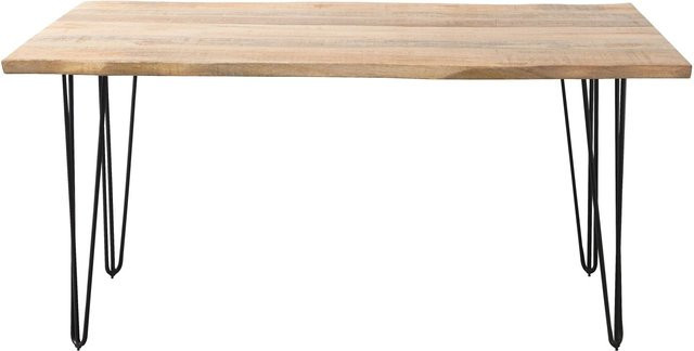 Zandiara Esstisch Magnus aus Mango-Holz mit Live Edge Design in Braun und Schwarz, B/T/H: 160 x 90 x 80 cm - Bild 1