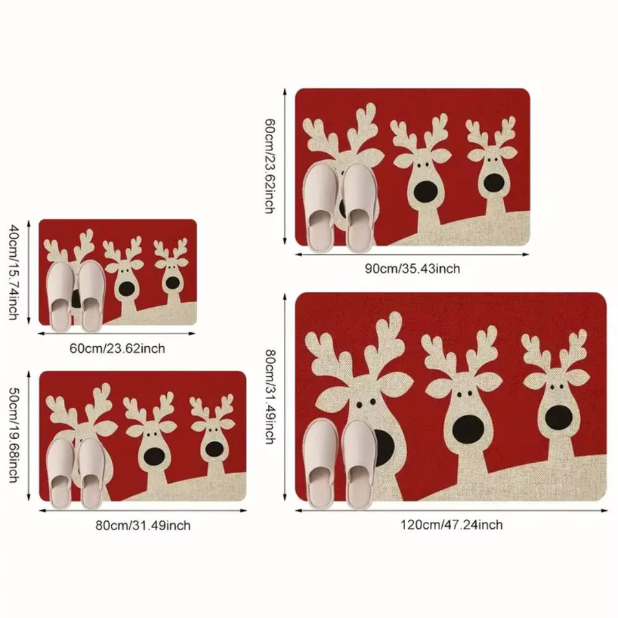VIKAMA Weihnachts-Willkommens-Bodenmatte für Innen und Außen, rote Design-Fußmatte aus Polypropylen, B/T: 60 x 40 cm - Bild 3