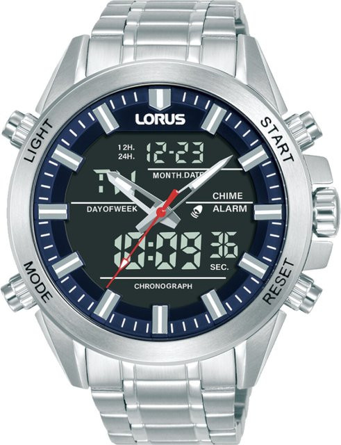 Lorus Herrenuhr, Analog-Digital, Quarz, Edelstahl, 45 mm, Blau - Bild 1