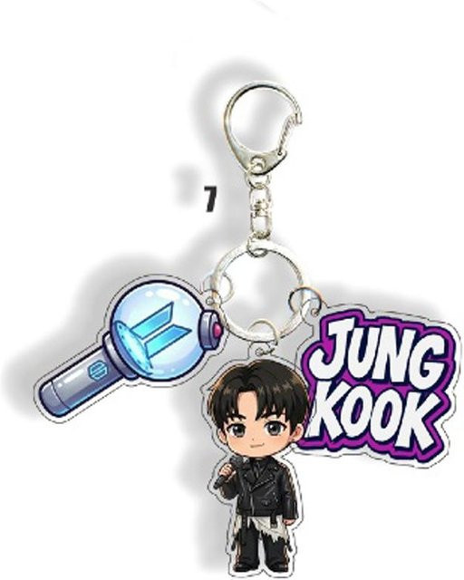 BTS Schlüsselanhänger, 3-Charms, Jungkook, White, Unisex - Bild 1