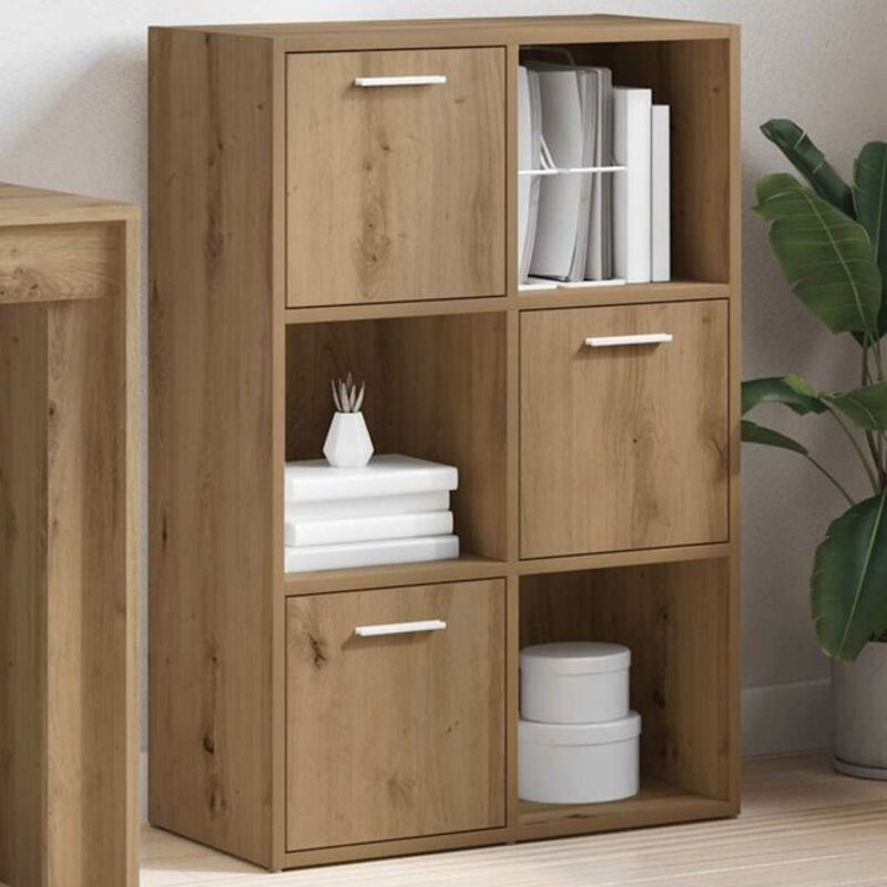Vidaxl Bücherregal im Industrial Design aus Holzwerkstoff und Stahl, Eiche Natur Braun, B/T/H: 60,5 x 30 x 90 cm - Bild 1