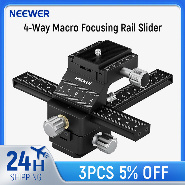 NEEWER 4-Wege-Makro-Fokussierungsschiene mit Schnellwechselplatte für Canon Nikon Fujifilm Sony DSLR und spiegellose Kameras, Schwarz - Bild 1