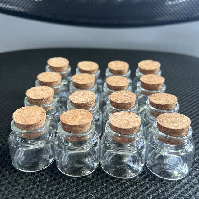 Transparente DIY Glasfläschchen mit Korkverschluss, 10 ml, Durchmesser: 3 cm - Bild 1
