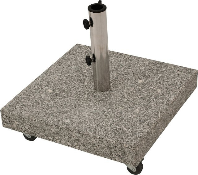 DEGAMO Schirmständer mit Rollen aus Granit und Edelstahl in Hellgrau, 50 kg - Bild 1