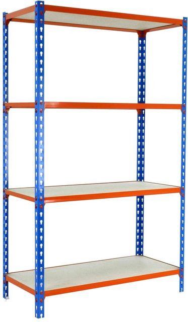 PROREGAL Schwerlastregal Mid Muli mit 4 verstellbaren Fachböden, Blau-Orange, H x B x T: 150 x 120 x 30 cm - Bild 1