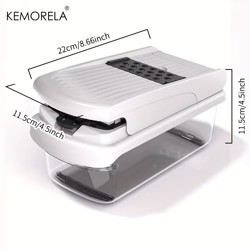 KEMORELA 14-in-1 Multifunktionaler Gemüseschneider und Lebensmittelzerkleinerer mit Behälter in Schwarz oder Weiß - Bild 6