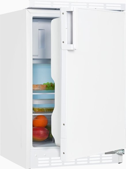 Exquisit UKS115-3-080F Unterbau-Kühlschrank in Weiß mit LED-Innenbeleuchtung und Flaschenregal - Bild 1