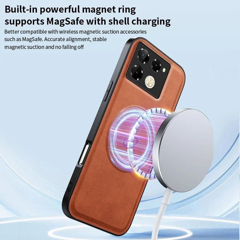 Leder Stand Hülle für Infinix Note 40 Pro Plus Note 40 Hot 40i Magnetische Stoßfeste Abdeckung in Braun - Bild 1