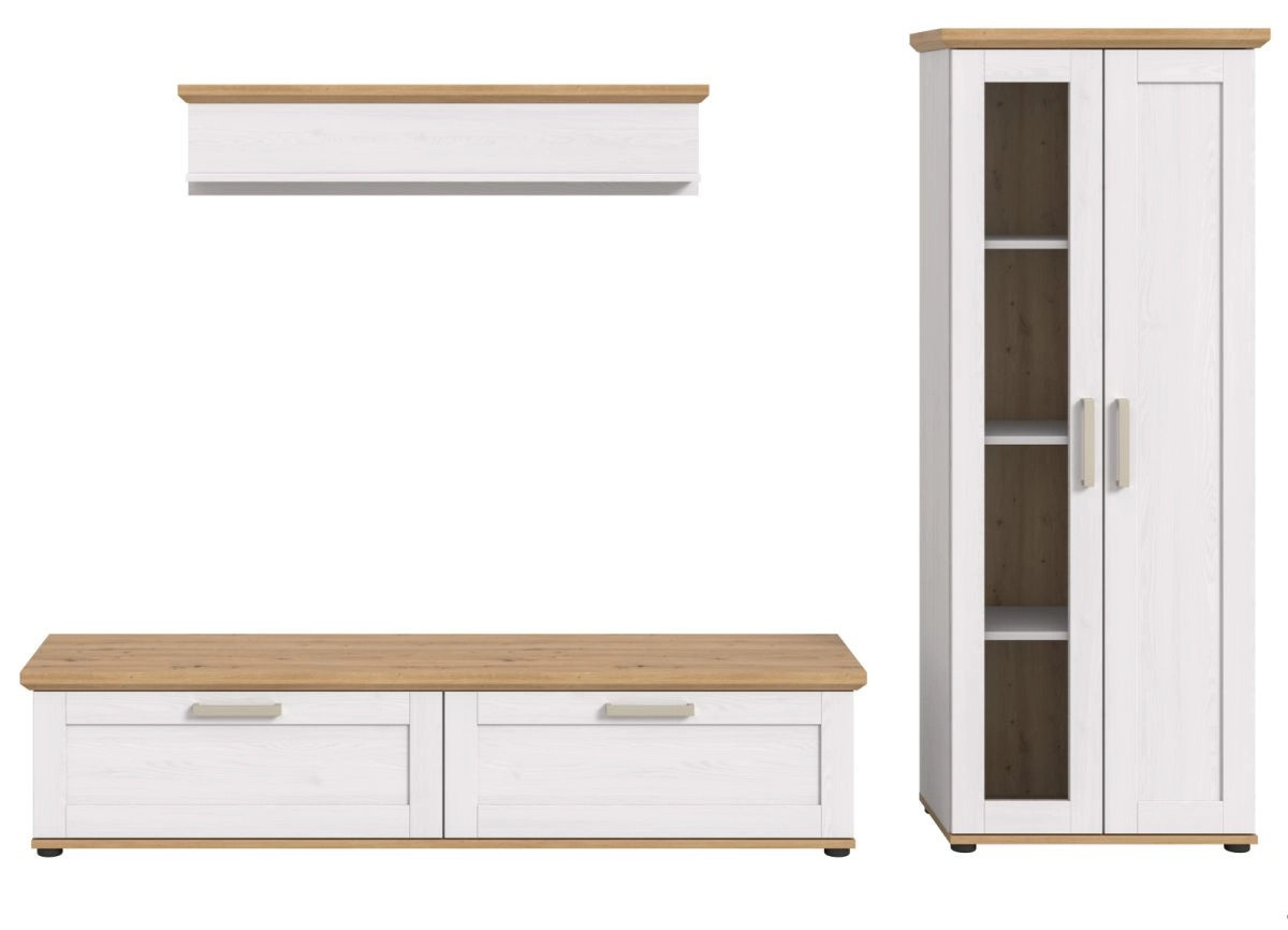 Inn.Furn Wohnwand Mirano 3-teilig in Weiß Lärche im Landhausstil mit Breite: 240 cm - Bild 4