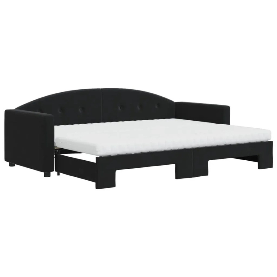 vidaXL Tagesbett ausziehbar mit Matratze in Schwarz aus Samt mit Schaumstofffüllung B/T/H: 80 x 200 x 90 cm - Bild 2