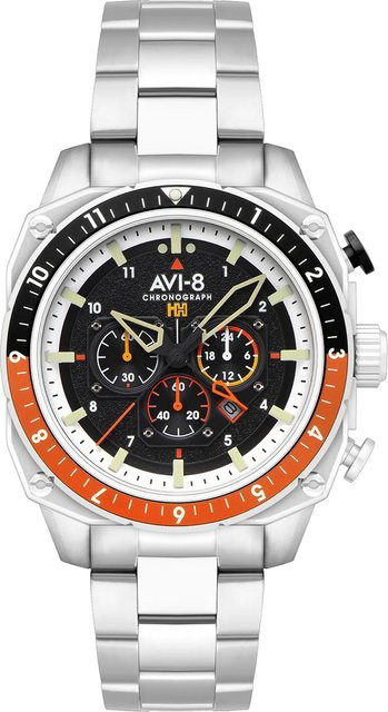 AVI-8 Chronograph, Quarz, Edelstahl, 43 mm, Herren, Schwarz - Bild 1