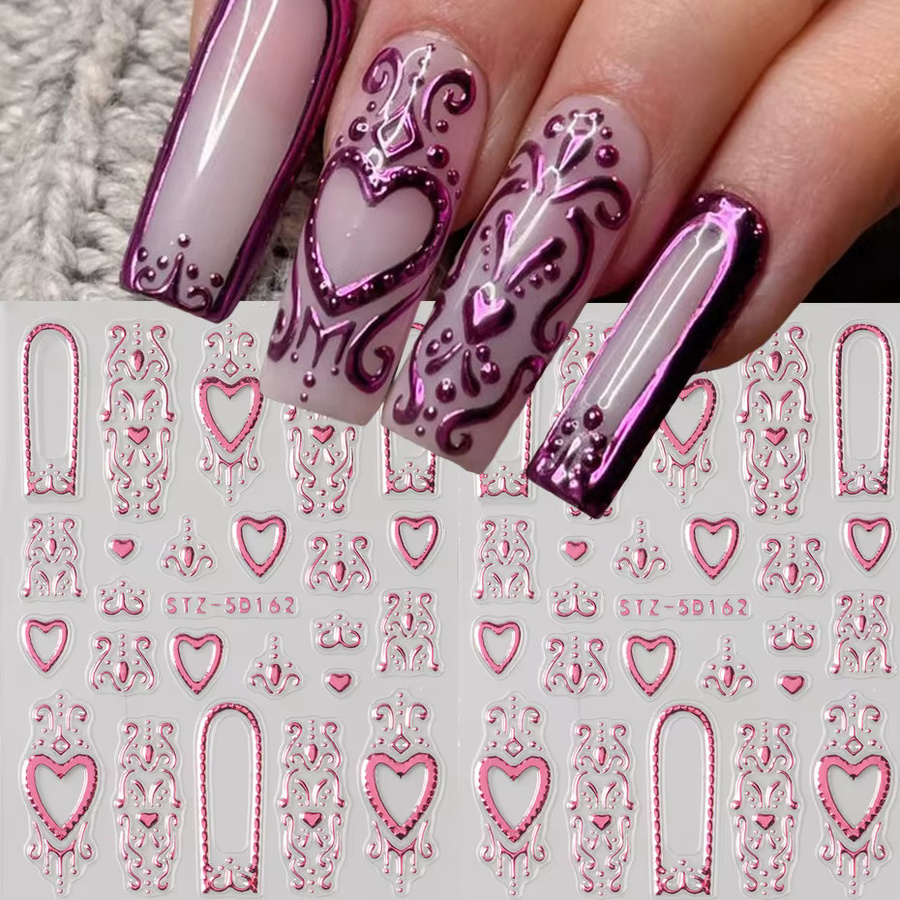 Roségoldene Herz-Nagelaufkleber, Metallic, Unisex - Bild 2