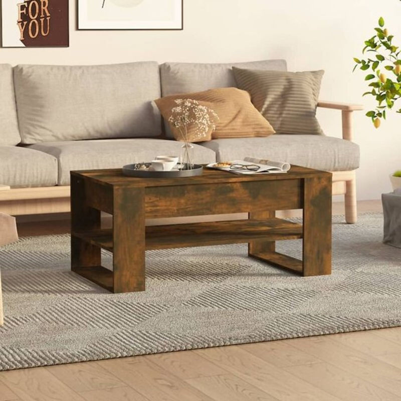 Couchtisch aus Holz in Räuchereiche Braun im Industrial Design von vidaxl B/T/H: 102 x 55 x 45 cm - Bild 1