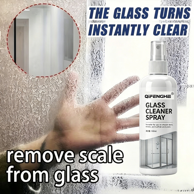 QIFENGHE Glasreiniger-Spray White, 100 ml, multifunktionaler Reiniger gegen Kalkablagerungen und Hartwasserflecken für klare Glasflächen - Bild 1