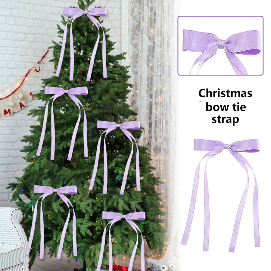 24 Stück lila Weihnachtsbaum Schleifen aus Textil für Geschenke und Party-Dekoration im Vintage-Stil - Bild 2