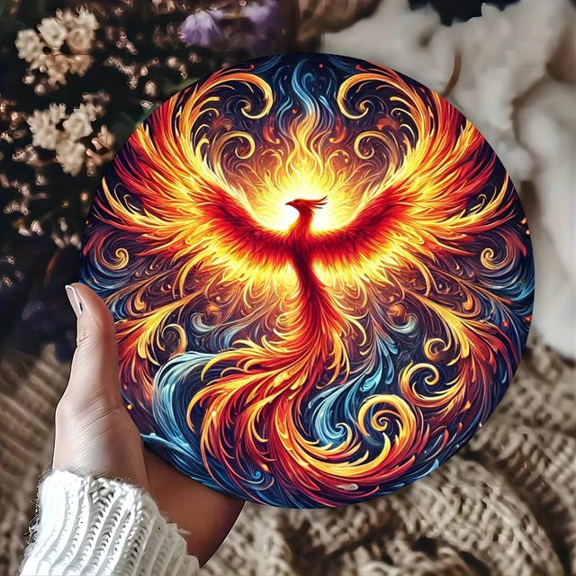 Potdemiel Flame Phoenix Aluminium-Wandkunstschild in Multicolour, Retro-Design mit Vogel-Motiv, B/H: 20,0 x 20,0 cm - Bild 1