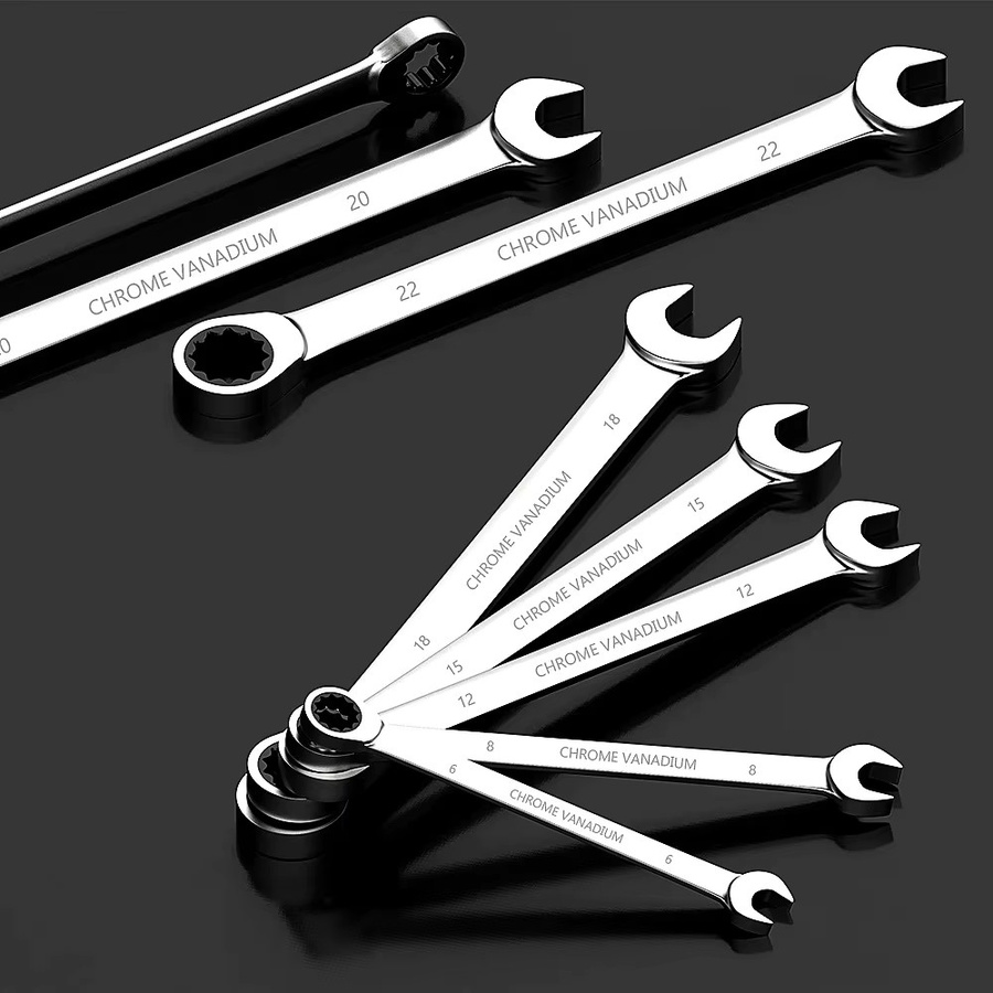 WEELEE Ratschenschlüssel-Set aus Chrom-Vanadium-Stahl in Silber - Bild 2