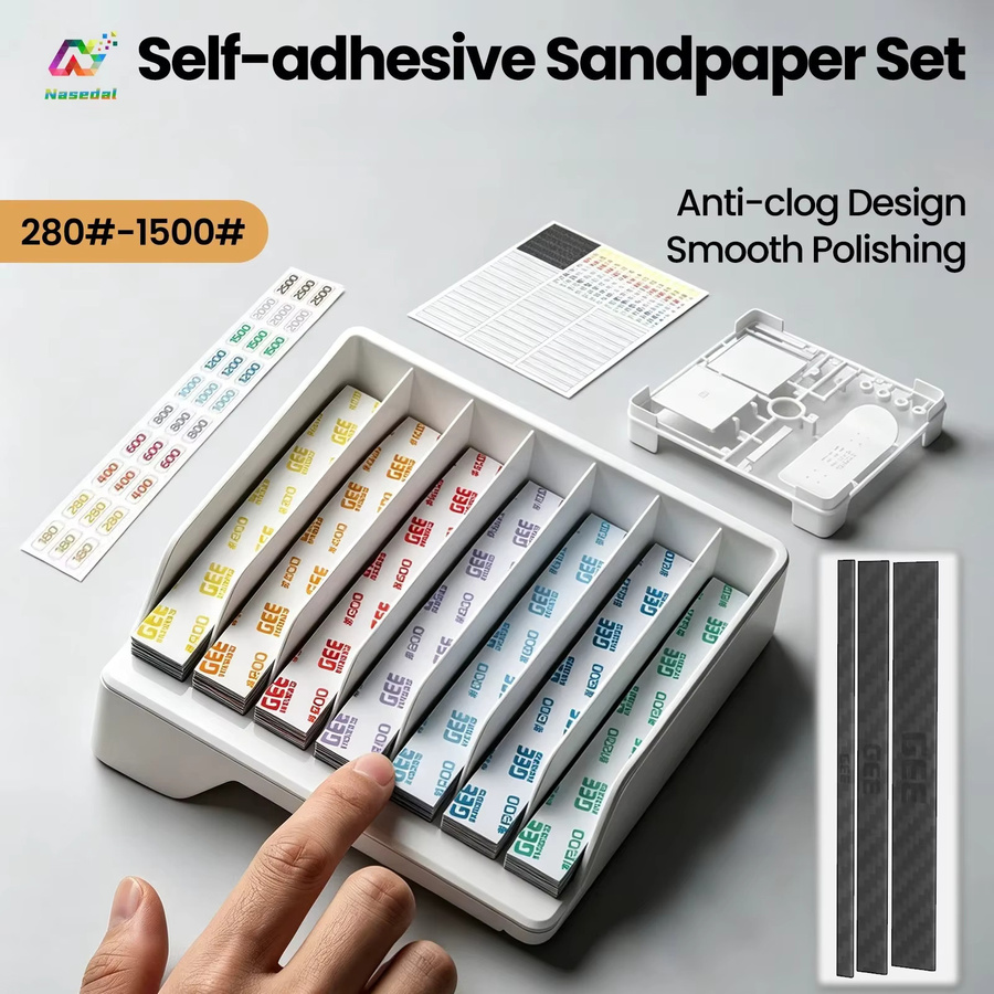 Geehobby Selbstklebendes Schleifpapier-Set für Nass- und Trockenschleifen im Modellbau für Kunststoff und Harz-Figuren - Bild 2