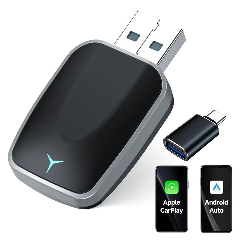 2-in-1 AI Box Mini Adapter für kabelloses CarPlay und Android Auto, WiFi Smart Dongle in Schwarz, kompatibel mit 99 % der Fahrzeuge - Bild 2