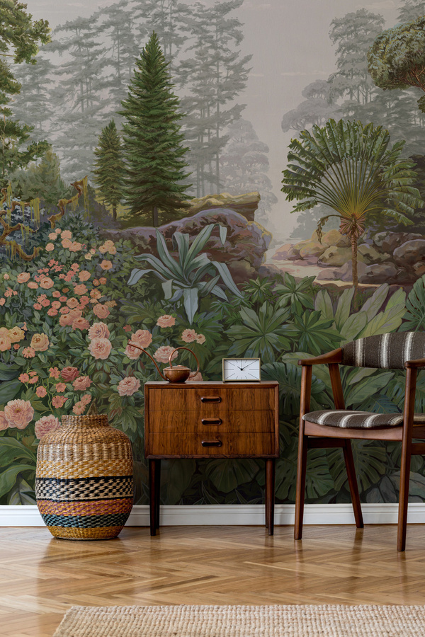 Isidore Leroy Mural Firone Corail Wandtattoo mit floralem Vintage-Design in Mehrfarbig, Klebefolie aus Vlies und Papier - Bild 1