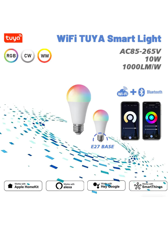 TUYA Smart LED-Glühbirne E27 WiFi RGBCW 10W, dimmbar, Multicolour, App-Steuerung mit Alexa und Google Assistant - Bild 6