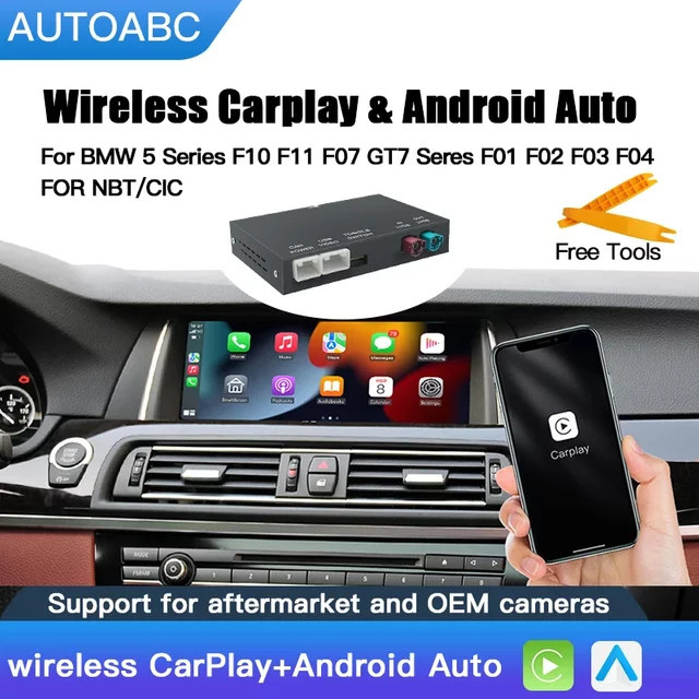 AUTOABC Drahtloses CarPlay und Android Auto Interface für BMW 5er F10 F11 F07 GT7 sowie Serie F01 F02 F03 F04 mit NBT CIC-System, Schwarz - Bild 1