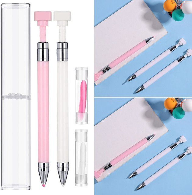 Multifunktionaler Diamantmalerei-Stift für 5D DIY Handwerk und Stickerei in Pink mit nachfüllbarem Wachs und rotierendem Mechanismus - Bild 1