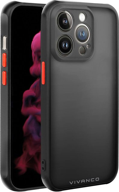 Vivanco Frosted Cover Schutzhülle für iPhone 14 Pro in Schwarz und Transparent - Bild 1