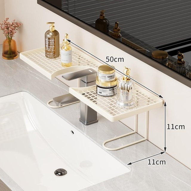 Minde Badezimmer-Thekenregal zur Organisation von Waschbecken, Kosmetika und Hautpflegeprodukten, Farbe: Grau, Breite: 60 cm - Bild 1