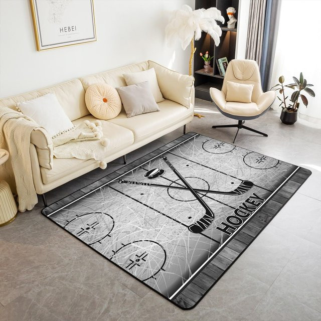 Karpetti Eishockey Bereichsteppich aus Plüsch, rutschfest, weiß, B/T: 60 x 90 cm - Bild 1