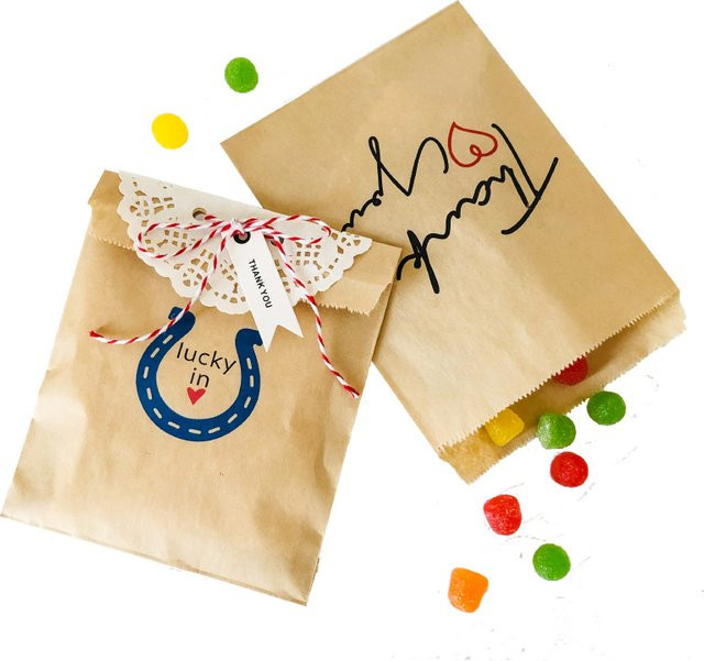 25 Stück Danke Papiergeschenktüten aus Kraftpapier in Braun, B: 13 cm, H: 18 cm - Bild 1