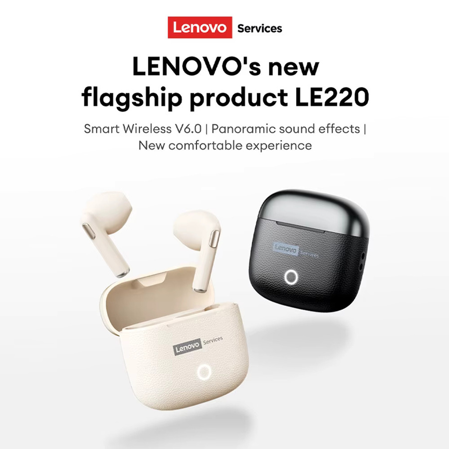 Lenovo LE220 TWS Bluetooth 6.0 In-Ear-Kopfhörer mit Geräuschunterdrückung in Beige - Bild 2