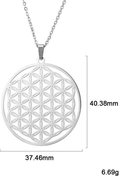 Allbestart Halskette Anhänger Blume des Lebens Mandala, vergoldet Edelstahl, Unisex - Bild 1
