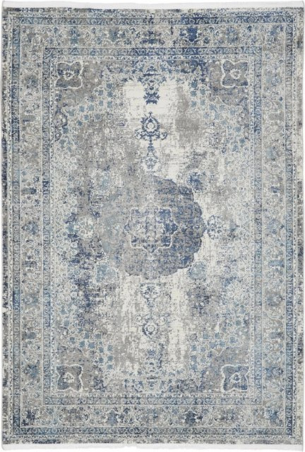 Mömax Webteppich Marcus 1 in Hellblau und Beige, rechteckig mit abstraktem Vintage-Design, B: 80 cm, T: 150 cm - Bild 1