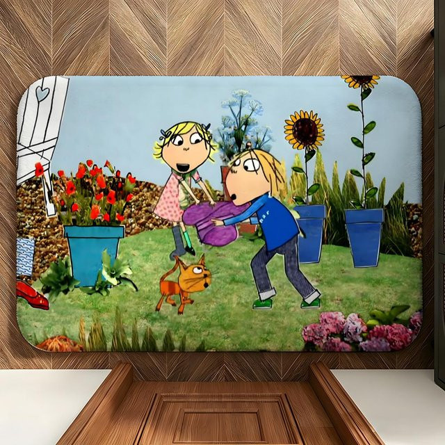 Weiche Flanell-Fußmatte Cartoon C-Charlie und L-Lola in Multicolour, B/T: 100 x 150 cm - Bild 1
