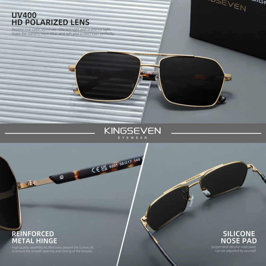KINGSEVEN Sonnenbrille, Metall, Vollrand, Square, polarisiert, Herren - Bild 3