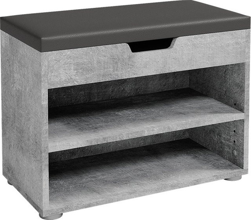 Vicco Schuhbank in Betonoptik mit Klappdeckel und Ablagefach für 6 Paar Schuhe, Grau