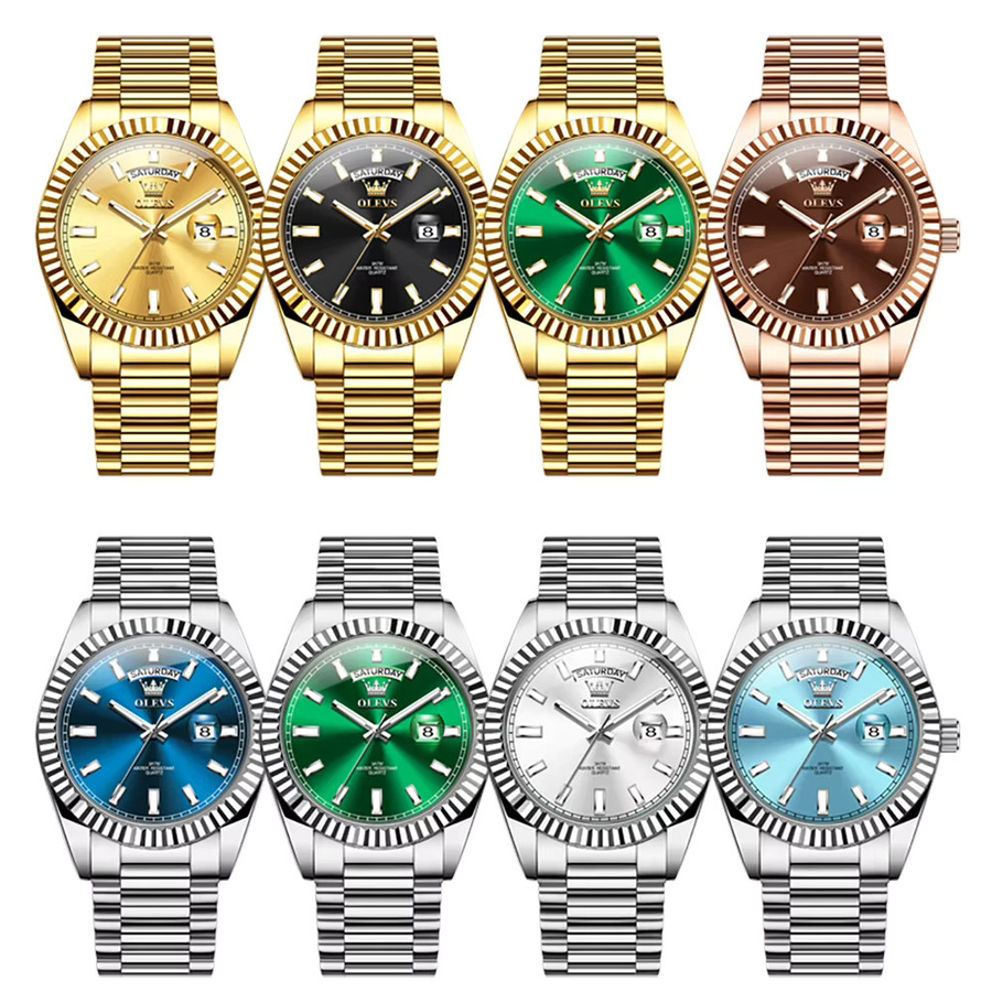 OLEVS Armbanduhr Quarz, Edelstahl, Gold, Herren - Bild 5